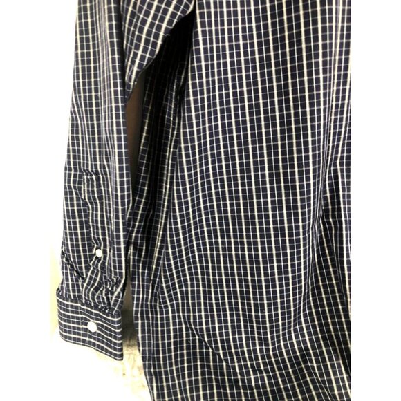 Duluth Trading Mens Long Sleeve Button-Up Plaid Shirt Navy Check Pattern Size XL - Picture 6 of 10